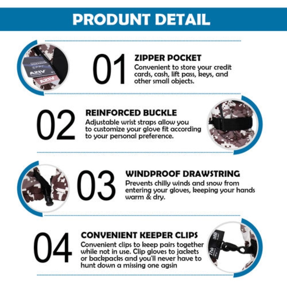 Winter Sports Thinsulate Waterproof Ski Gloves - Picture 5 of 5